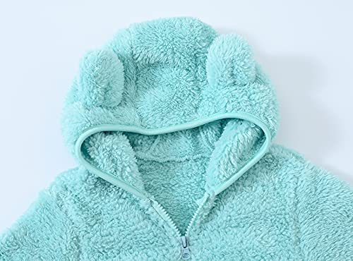 Toddler Girls Fleece Zipper Coat Hooded Bear Ears Solid Color Thicken Plush Jacket Cute Soft Outwear for Kids Boys2