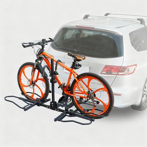 Bike Rack Hitch for Car, 2 Bike Rack for Hitch, 160 lbs Capacity, Foldable Tilt-Away Hitch Bike Rack Fits 2' Receiver for Ebike and Fat Tire Bikes Up to 5'