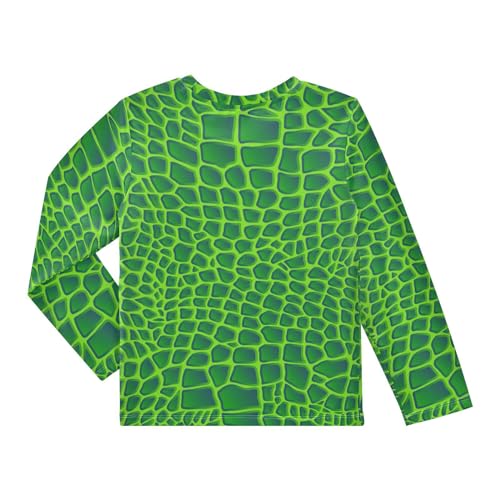 Aflyko Animal Print Boys' Rash Guard Shirts Alligator Skin Green Swim Shirt 3-12T2