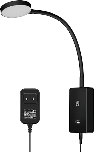 Miniatura 1 de Luz de lectura LED de montaje en pared, lámpara de montaje en pared para interiores, lámpara negra de control táctil con salida USB de 5 V 2 A,