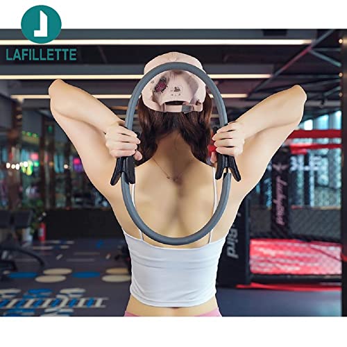 Image of LAFILLETTE Pilates Ring 15 inch Fitness Circle - Lightweight & Dual Foam Padded Handles | Yoga Ring for Toning Arms, Thighs /Legs & Core, Thigh Workout, Thigh Toner, Inner Thigh Exercise Equipment (Gray)