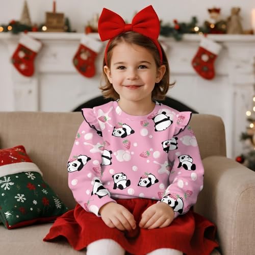 Kids' Crewneck Long Sleeve Sweatshirt Girls Lightweight Soft Pullover 2025 Fashion Fall Winter Outfits Age 1-8 Years2