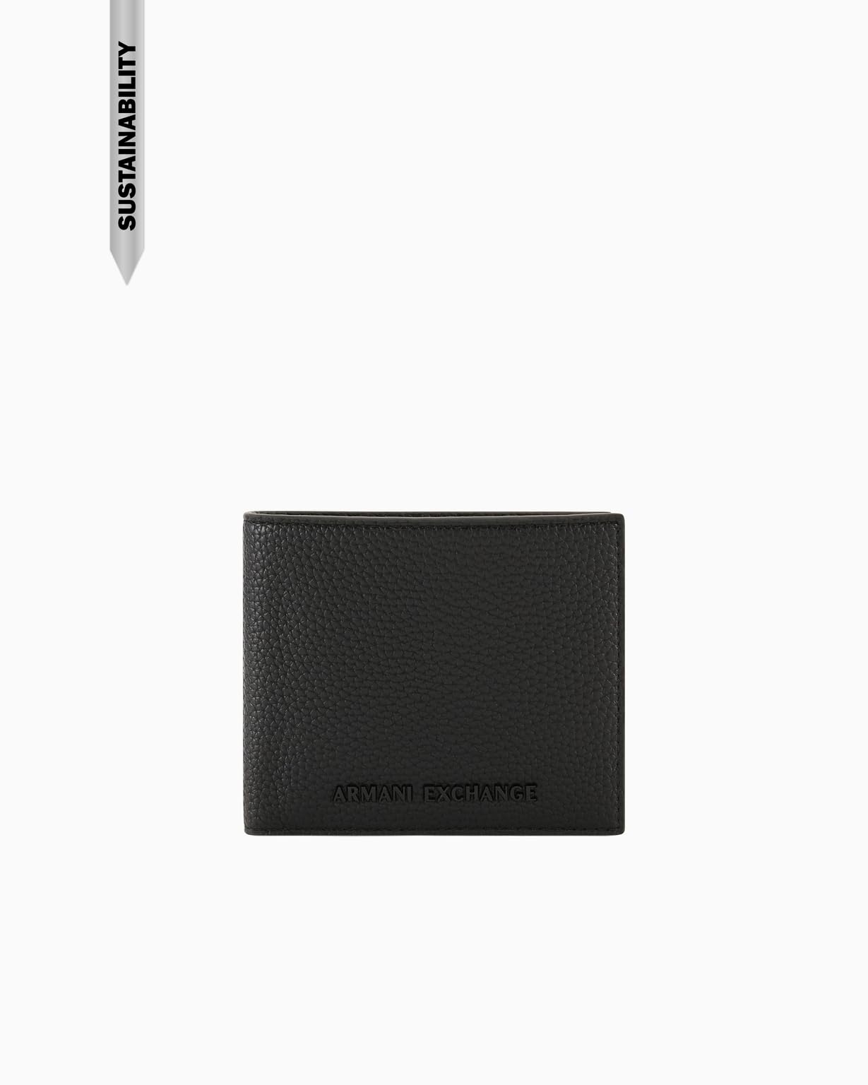 Armani Exchange Men's Madrid Essential Bicoloured Metal Logo Bi-Fold Wallet, Black