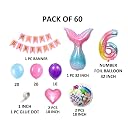 FI - FLICK IN 60 pcs 6th Birthday Decoration for Girls Tail Foil Balloon Garland Rainbow Number Foil Theme Birthday Decorations Aqua Theme Birthday Decorations (Pack of 60, Multi) gallery image