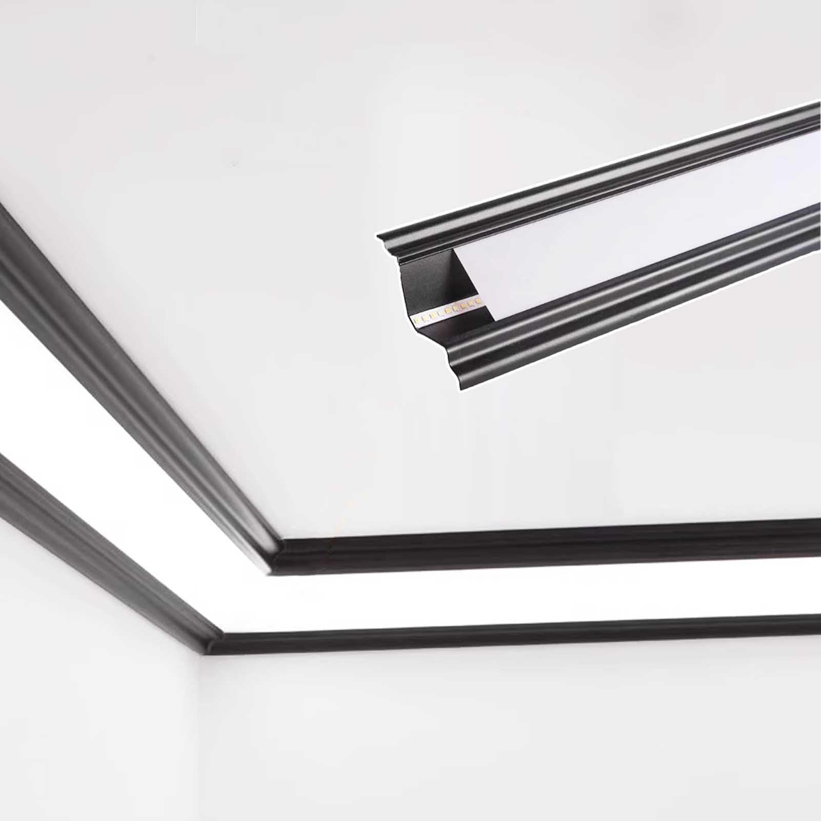 Moulure LED plafond noire pour supprimer les reflets agressifs du ruban lumineux