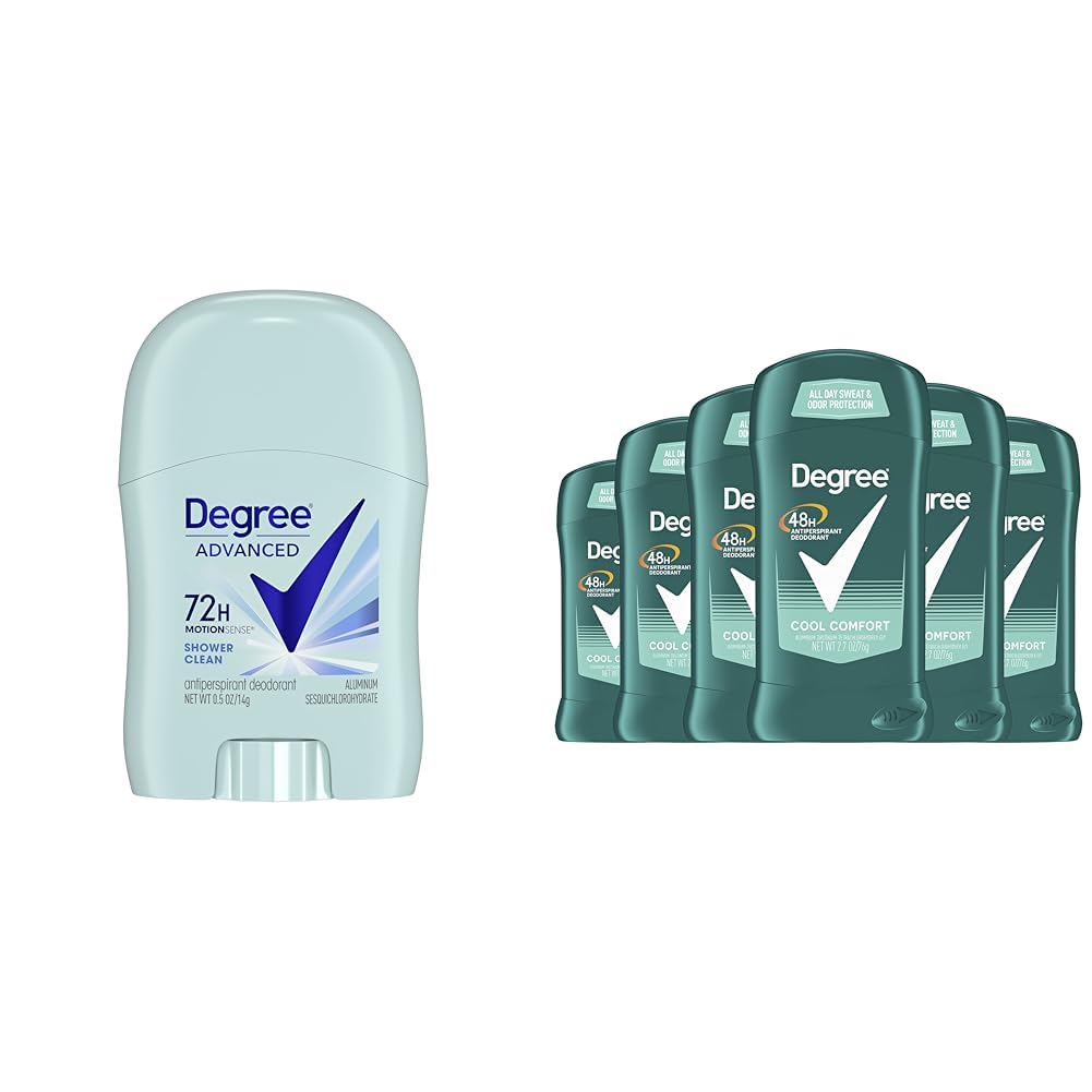 Degree Advanced Antiperspirant Deodorant 72-Hour Sweat & Odor Protection Shower Clean Antiperspirant for Women with MotionSense Technology 0.5 oz & Men Original Antiperspirant Deodorant for Men