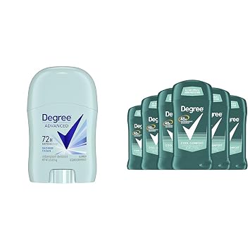 Degree Advanced Antiperspirant Deodorant 72-Hour Sweat & Odor Protection Shower Clean Antiperspirant for Women with MotionSense Technology 0.5 oz & Men Original Antiperspirant Deodorant for Men