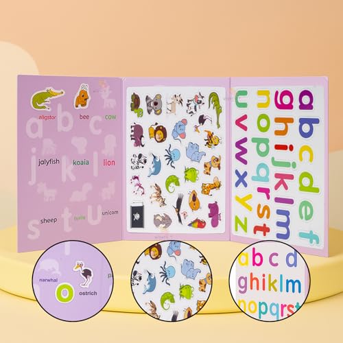 Image of WISHKEY Magnetic Alphabet Letters for Kids - 52 PCS ABC Learning Set with Animals, Lowercase Magnets, Educational Montessori Toy for Toddlers, Preschool Learning for Kids Age 3+