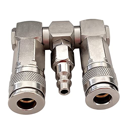 FUYEAR Air Hose Connector- 2 Way Air Hose Splitter,Air Compressor Accessories Fittings, Swivel 360 Degrees Connectors 1500 psi Max working pressure