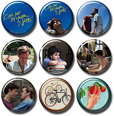 9 pcs Call me by Your Name Button Pins Set Pack 1.5"/3.7cm, Movie Logo CMBYN Timothée Chalamet Elio Armie Hammer Oliver, 1222-P001