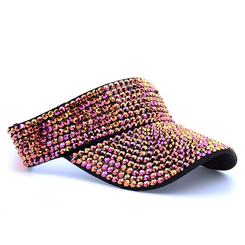 Image of Gudessly Shiny Rhinestones Sport Sun Visor Adjustable Summer Cap Visor Caps for Women Men