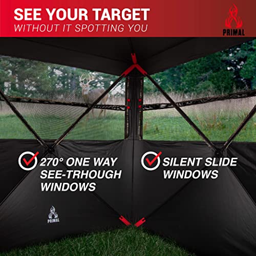 Primal Treestands Wraith 270 Deluxe Blind - 270 Degree One-Way, See-Through Pop-Up Tent 3 Person, Premium Hunting Gear Sporting Good #TOP6