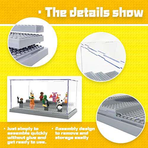 MIMIEYES Acryl Schaukasten Vitrine für Minifiguren Perspex Staubbeweis Show Fall Base 3 Schritte (Grau) – Bild 5