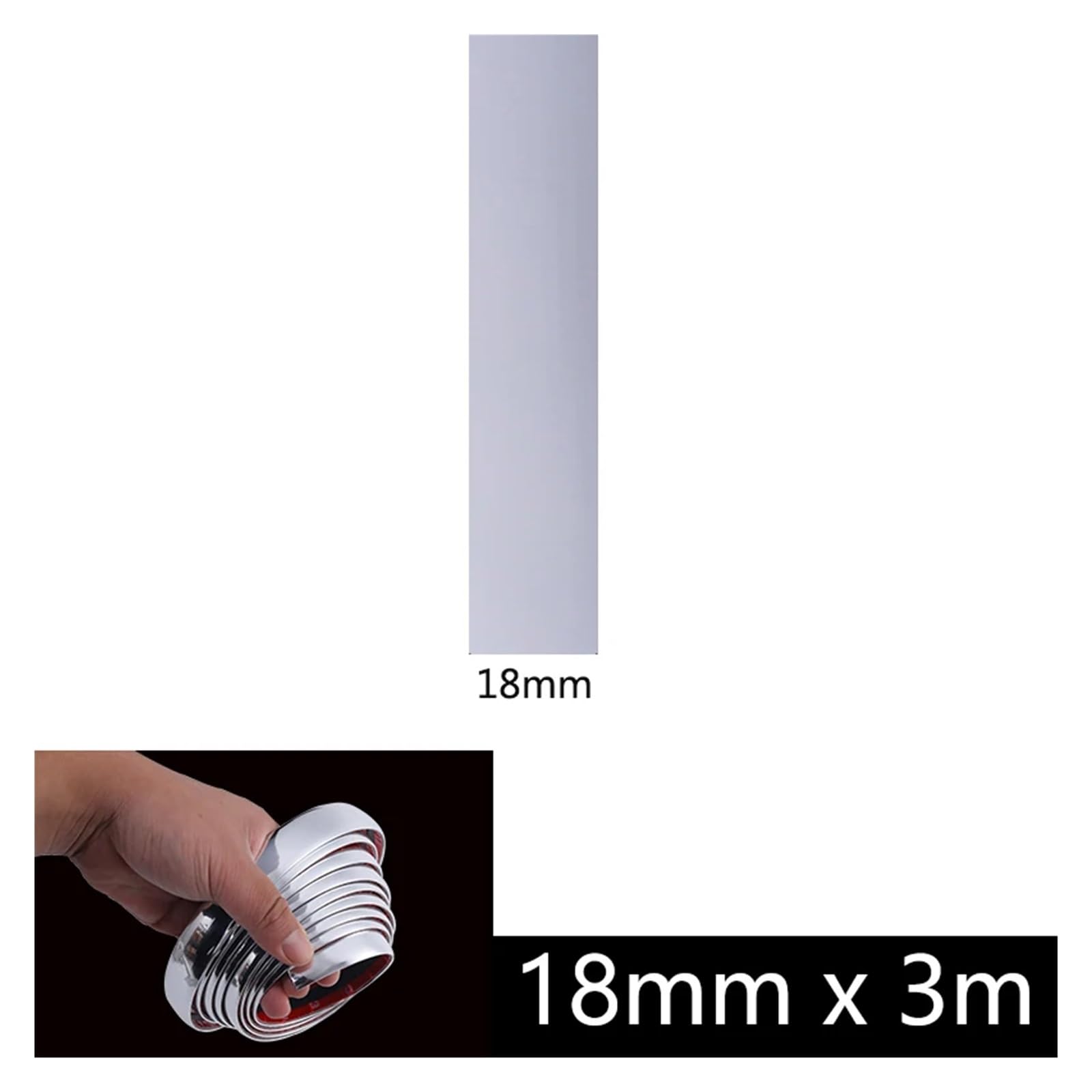 ZHGUIMING Pegatinas protectoras for puerta de coche, moldura cromada de 3 m/5 m, cinta anticolisión for parachoques, placa protectora for borde de puerta(18mm x 3m)