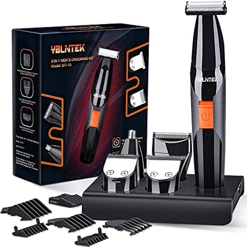 YBLNTEK Hair Trimmer, 5-in-1 Professional Men's Beard Trimmer, Cordless Nose / Mustache Trimmer, Male Body Grooming Kit, Precision Trimmer, Body Groomer, USB Rechargeable, IPX5 Waterproof, WetDry Use Cover