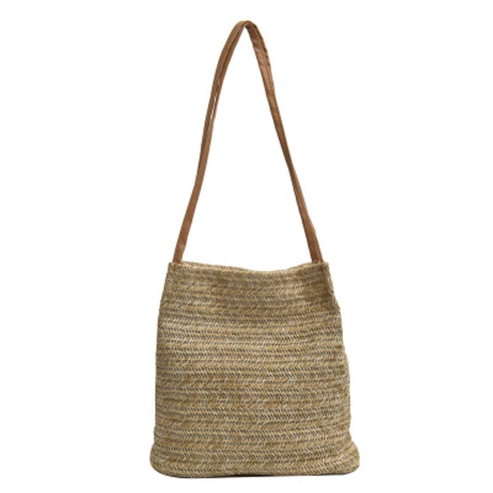 TENDYCOCO bolso bandolera de bolso de hombro mujer bolso de mano grande de verano de playa bolso (beige oscuro)