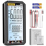 Digital Multimeter 6000 Counts Auto Ranging Voltmeter with LCD,Measures Ac/DC Current,Voltage,Resistance Temperature, for Electricians,DIY (620A Black)
