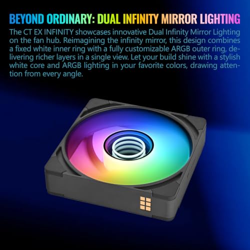 Image of Thermaltake CT140 EX Infinity ARGB Sync 3 Pack; Infinity Mirror Hub; 140mm x 28mm; PWM 500~1800 RPM; MagForce 2.0; 5V 3-Pin Motherboard Sync; 3-Pack; Black; CL-F242-PL14SW-A