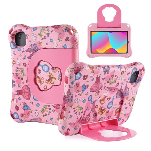 TCL Tab 8 LE 9137W 8LE 2023 Kids Tablet Case for Kid Girl Toddlers Pink Princess Light EVA Kid-Friendly Shockproof Drop Protector Durable Cover with Stand Handle (GZ)