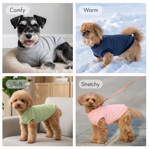 Image of 1 Pack Dog Shirt for Small Supplies Functional Waffle Dog Clothes Warm Soft Sweatshirt Outfit for Dogs Cats Pet Apparel