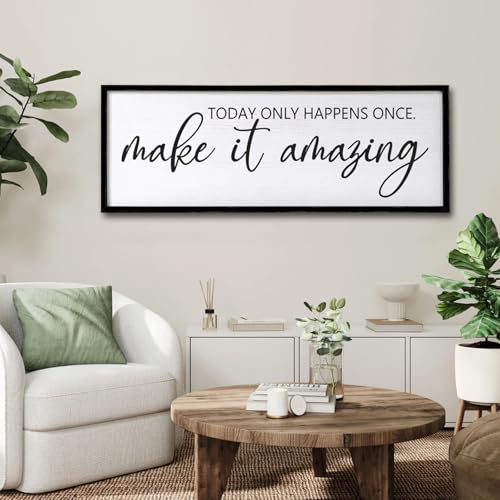 Today Only Happens Once Make It Amazing Framed Wall Art, 40''×15'' Rustic Religious Christian Lords Prayer Sign for God Jesus Christ Prayer, Horizontal Holy Inspirational Catholic Scripture Decor