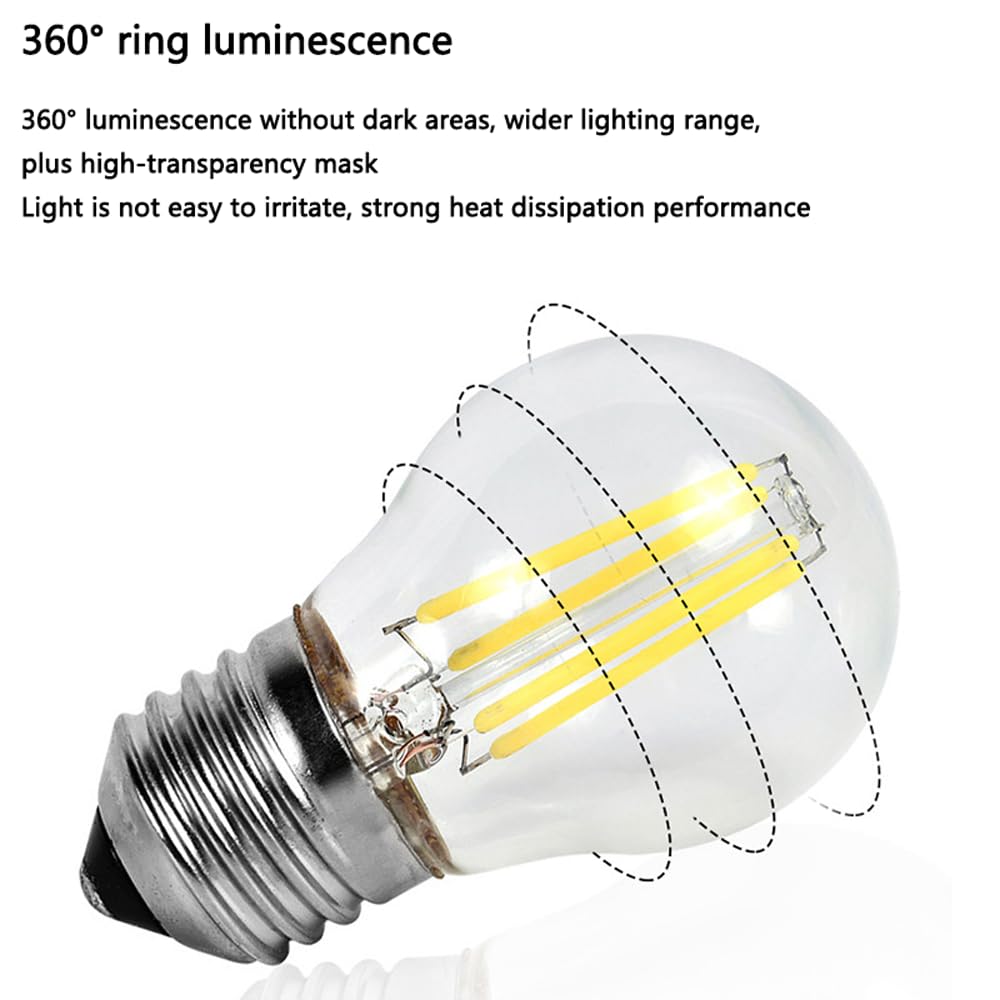 Paquete de 10 Bombillas LED Retro E27, Bombilla LED Transparente G45 de Alto Brillo y Ahorro de energía de 8 W, Blanco cálido 2700 K, 800 LM para iluminación Interior y Exterior, no Regulable