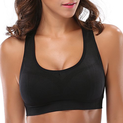 Can I Wear a Sports Bra for Swimming? 4 MIRITY Women Racerback Sports Bras - High Impact Workout Gym Activewear Bra Color,Black*3,L Fit 32DD 34D 34DD 36C 38B 38C