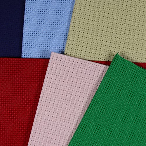 Image of KCS 6 pc of 12 inch x 18 inch (30cmx45cm) Counted Cotton Aida Cloth Cross Stitch Fabric (14CT-M)
