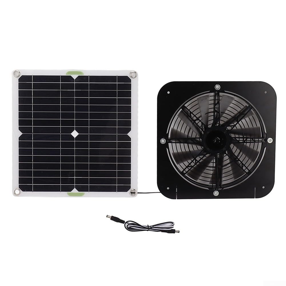 Extractor solar, 50W Ventiladores Industriales, Ventilación Eficiente, Impermeable, Para Gallineros, Invernaderos, Cobertizos, Casas de Mascotas