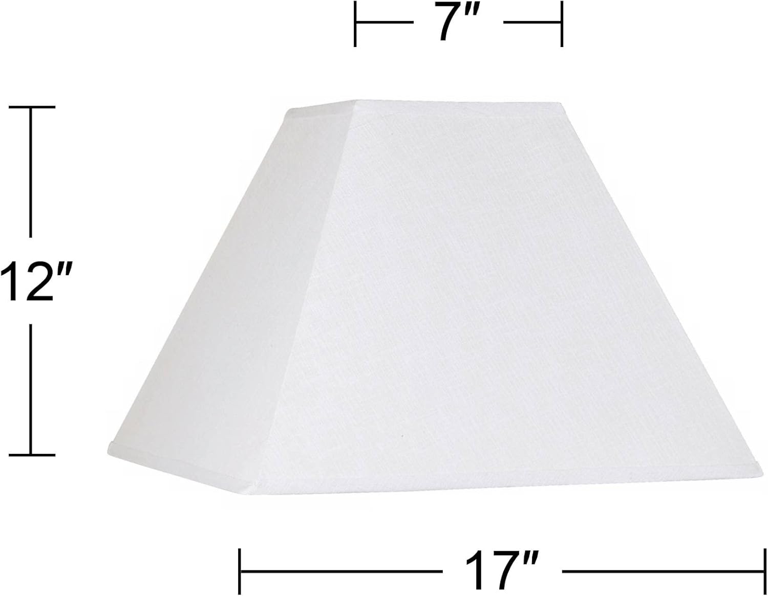 White Linen Large Square Lamp Shade (Pre-Assembled) 7" Top x 17" Bottom x 13" Slant x 12" High (Spider) Replacement with Harp and Finial - Springcrest
