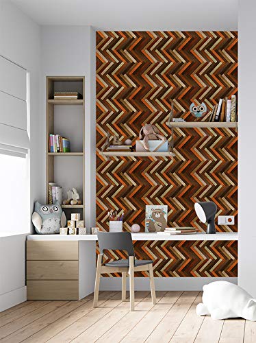 Image of DWELLSINDIA Zig Zag Wooden Self Adhesive Wallpaper Waterproof, Scratch Resistant, Laminated 41cm x 244cm