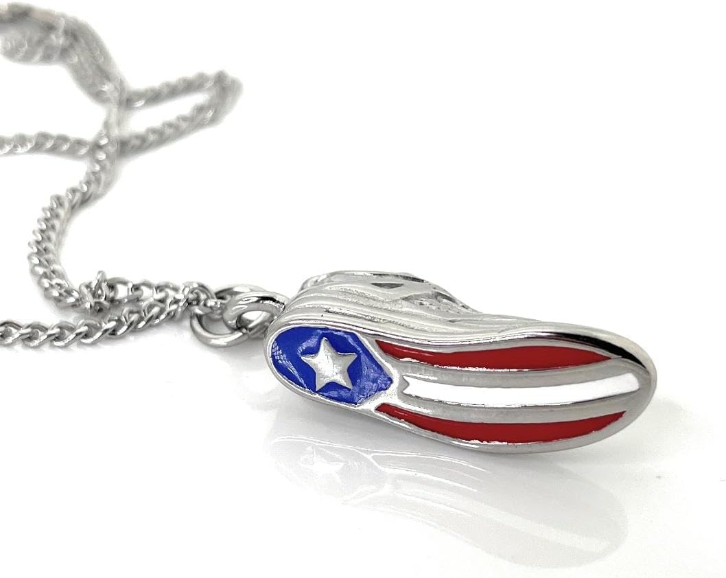 Papiichulo Puerto Rican Flag Sneakers Pendant Necklace Set, 3 Pieces, Stainless Steel Silver Chain - Image 4