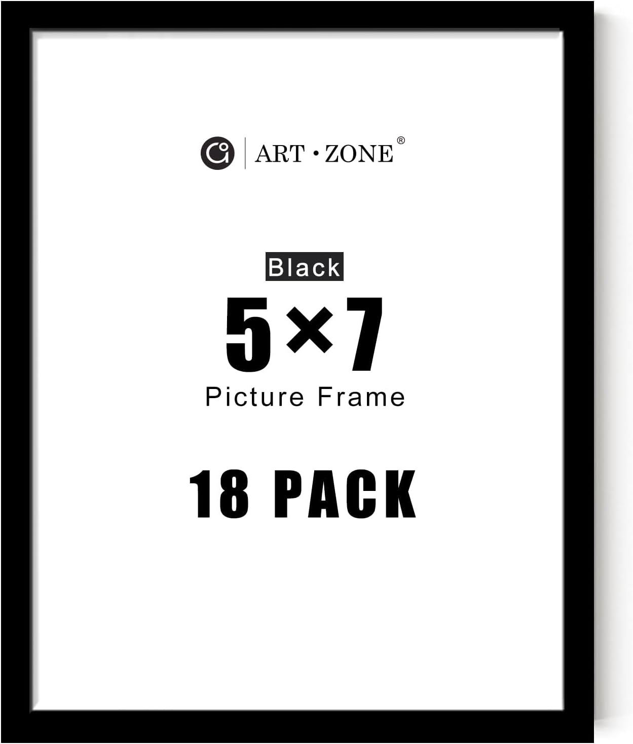 A ART·ZONE Black Picture Frames 5x7-18 Pack Photo Frame Set for Wall Decor & Tabletop Display, Minimalist Black Frame Collection