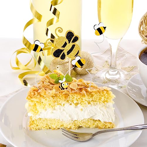 Marspark 57 Pieces Bee Cake Topper Bumble Cake Decorations Bee Cupcake Topper Bee Party Decorations Bee Baby Shower Decorations Bee Happy Birthday Decor For Sunflower Bee Baby Birthday Party Supplies #TOP5