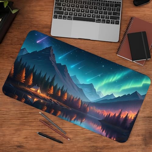 Image of Auroras Embrace Premium Desk Mat | Anti-Skid | Anti-Slip | 80 x 30 cm | Laptop Mat for Work from Home /Office /Gaming- Extended Mouse pad and Keyboard Desk mat