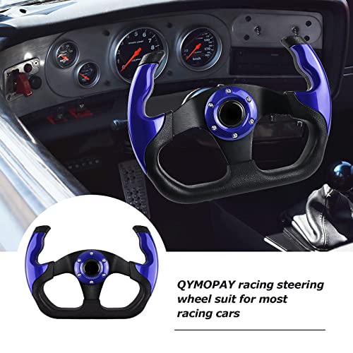 QYMOPAY Volante universal de corrida, volante de 6 parafusos de couro antiderrapante e alumínio para