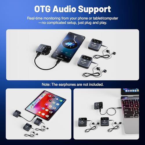 Image of MELONARE Portable Wireless in Ear Monitor System w / 2 Receivers, Mono /Stereo Switch, Wireless Audio Transmitter and Receiver, 24bit /48kHz Audio, OTG Input, IEM for Live, Studios, Bands (PM-2S-2R)