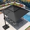 9 x 12 cantilever patio umbrella 360rotation rectangular outdoor large offset umbrellas double top heavy duty windproof for garden deck pool backyard gray  urban country home decor