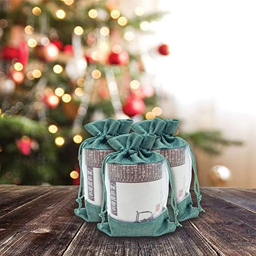 Miniatura 5 de TheDisplayGuys para tu vida moderna - Paquete de 12 bolsas de regalo medianas de arpillera de lino y organza con cordones (12.7 x 17.8 cm, Azul