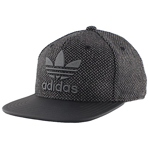 adidas Men's Originals Snapback Flat Brim Cap, Black Tweed/Black, One Size