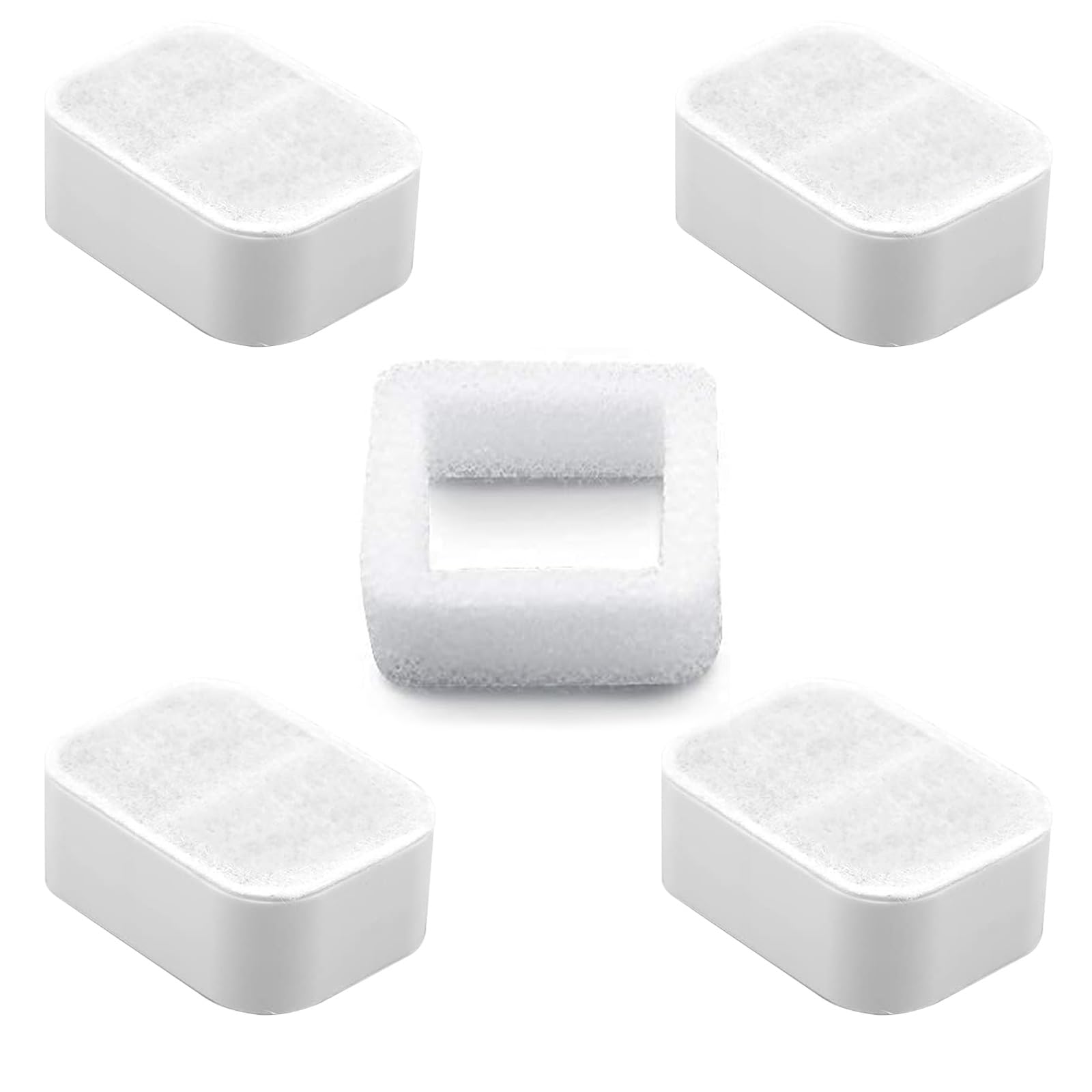 Carkio Ceramic Cat Water Fountain Replacement Filters Compatible with Tritone/Fiumi Ceramic Pet Lotus Ceramic Pet Drinking Fountain, 4 Pack Pet Fountain Replacement Filters and 1 Pack Foam Filters