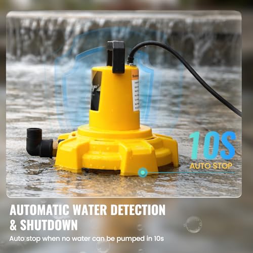 Image of Cordless Submersible Sump Pump Compatible with Dewalt 20V /60V MAX Battery, 1320 GPH Brushless Portable Water Transfer Pump w /Auto Shut-Off & 15.4ft Cord(Tool Only), Pool Pond Garden Basement