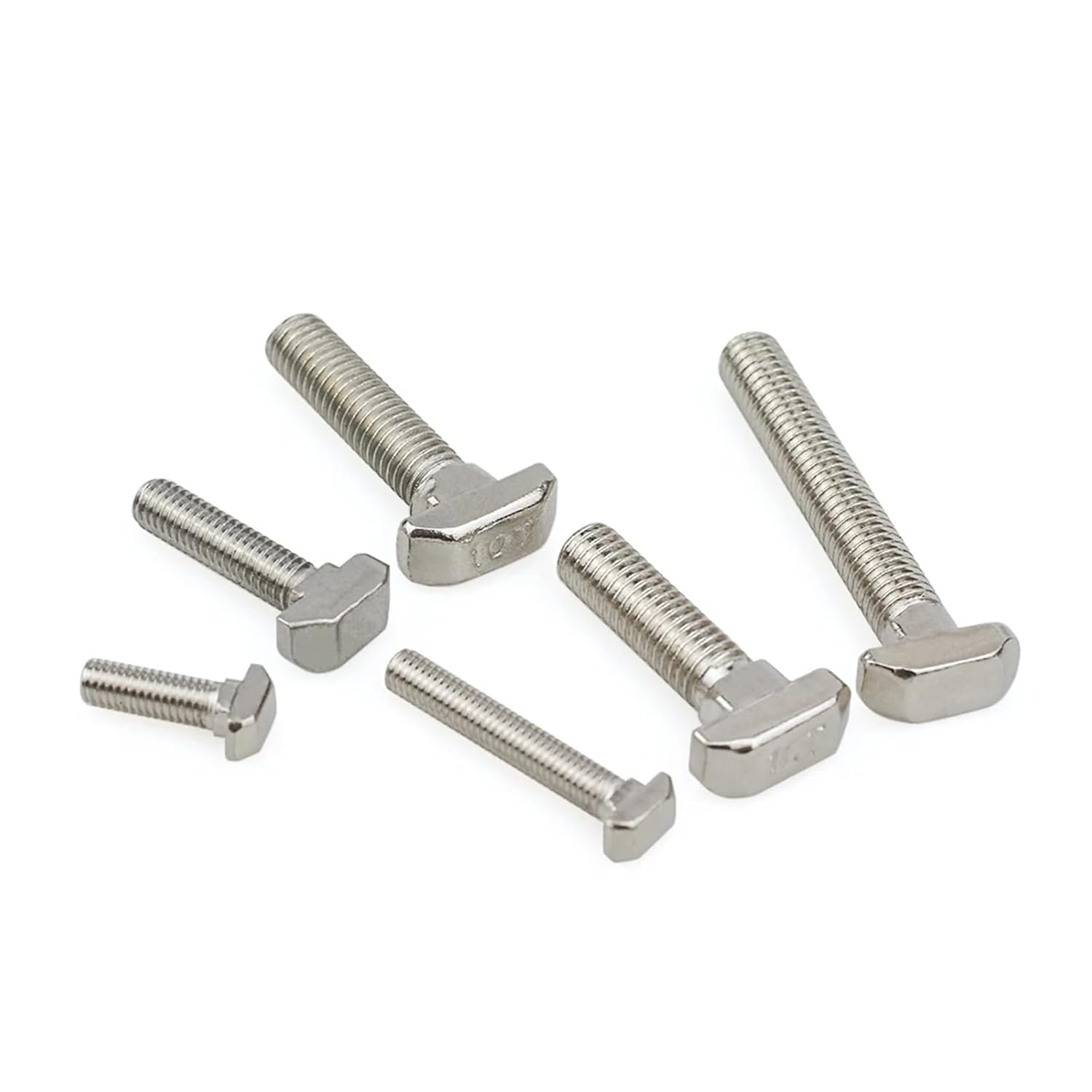 50Pcs M5 M6 M8 M10 Nickel Plated Steel T Hammer Head T Bolt Connector T Head Bolts Screws for 20/30/40/45 Aluminum Profiles(4545-M10,30mm)
