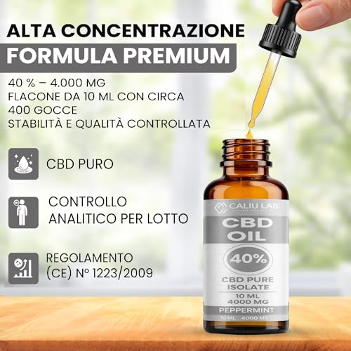 Olio Di Cbd 40% | Alta Concentrazione 4000 Mg | 10 Ml Con Aroma Naturale Alla Menta | Estratto Di Canapa Premium Senza Thc | Cbd Oil Ad Alta Purezza | Cpnp | Olio Di Canapa Bio - 2