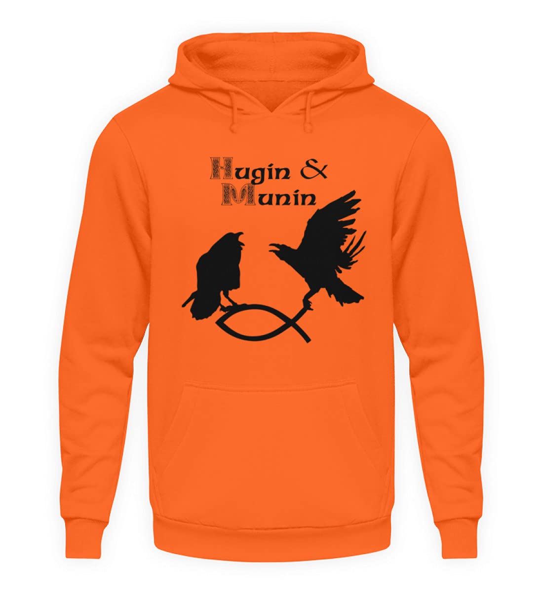 Pull à capuche unisexe Hugin & Munin vêtement streetwear orange XXL