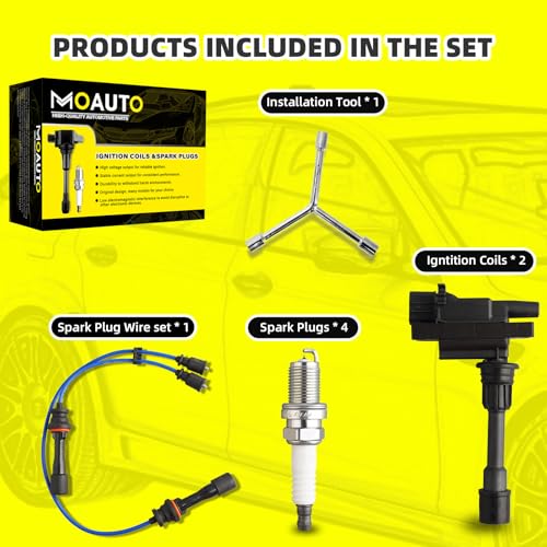 Set of 2 Ignition Coils Pack UF408 & 4 PCS Iridium Spark Plug with Wire Set by MOAUTO - Used condition - Image 7