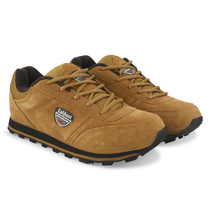 Image of Lakhani Men's Sports Shoes | Lightweight Breathable Running Shoes for Men | Leather Upper, Rubber Sole | Flexible, Comfortable Lace-Up Athletic Shoes