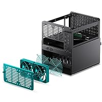 Jonsbo N3 NAS Gehäuse Schwarz – Kompaktes Mini-ITX Aluminium-Case für 8X 3,5" HDDs, Hot-Swap-fähig, 2X 80-mm-Lüfter, SFX-Netzteil, USB-C – Ansicht 7