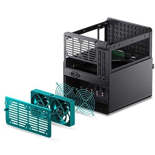 JONSBO N3 Mini-ITX NAS PC Chassis, ITX Computer Case, 8HHD+1-SSDD isk Bays NAS Mini Aluminum with Steel Plate Case, Built-in 2x10cm Fan, Power Support: SFX105mm, Support 130mm CPU Cooler