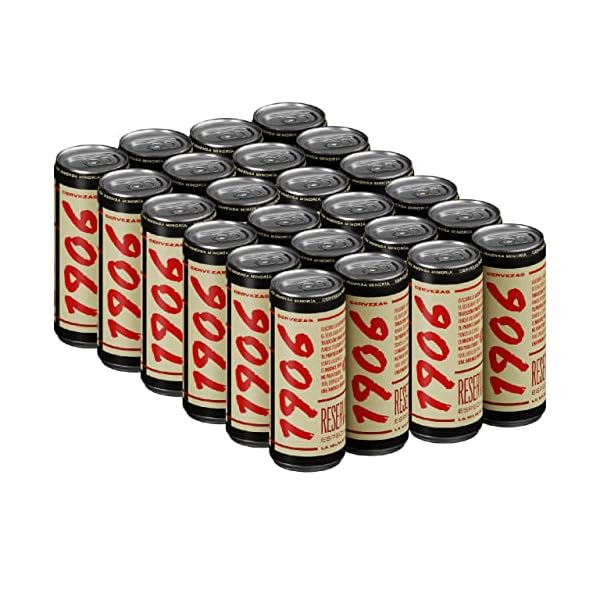 1906 Reserva Especial - Cerveza Lager Extra, Pack de 24 Latas x 33 cl, Sabor y Aroma Tostado, Galardonada Internacionalmente, 6,5% Volumen de Alcohol, El embalaje puede variar